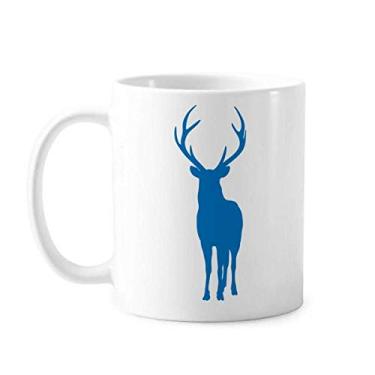 Imagem de Caneca de cerâmica de grão de madeira azul de cervo, copo de porcelana de café