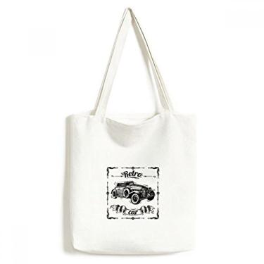 Imagem de Sacola de lona com estampa de carros clássicos pintados à mão, bolsa de compras casual
