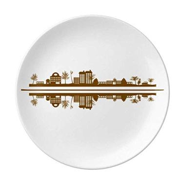 Imagem de Refletions Placa de arquitetura de paisagem urbana com simbolização humanística decorativa de porcelana Salver Prato de jantar