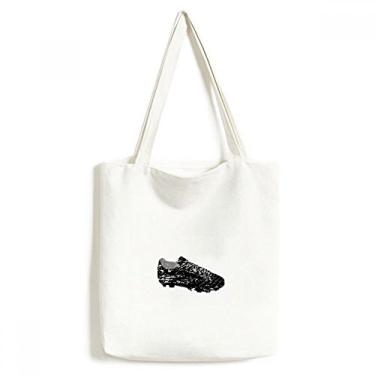 Imagem de Bolsa de lona preta com estampa de sapatos de futebol americano, bolsa de compras casual