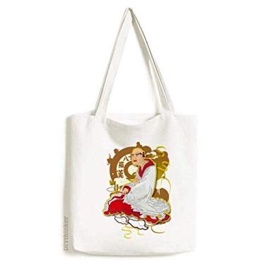 Imagem de Culture Eighteen Arhats Sacola de lona com figura de alfândega bolsa de compras casual