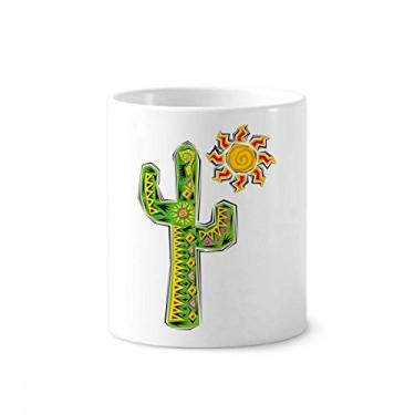 Imagem de Suporte de caneta com elemento de cultura do México pintado à mão, suporte para caneta, copo de cerâmica