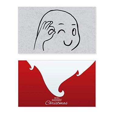 Imagem de OK Gestures Cute Wink Black Happy Holiday Merry Christmas Cartões de parabéns Mensagem de Natal