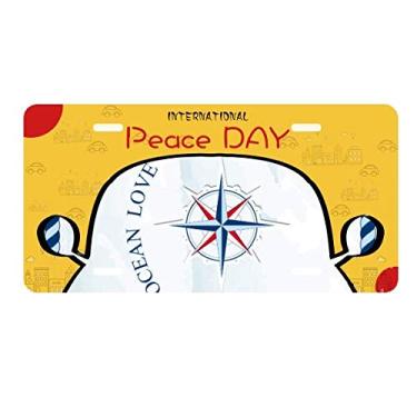 Imagem de DIYthinker Placa de carro com estampa de vela Bússola Ocean Love Sea Sailing Decoração de carro Dia da Paz