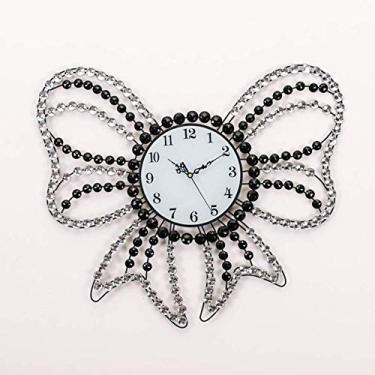 Imagem de Relógio de parede de cristal 3D de 24 em 3D, relógio de parede de metal cravejado de diamante da moda para decoração de quarto de sala de estar