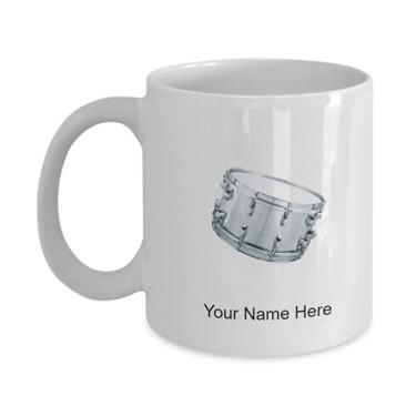 Imagem de Caneca de tambor de prata personalizada - Caneca de café para amantes de tambor de prata ideias crianças meninos meninas Amor - Caneca de café de 325 ml