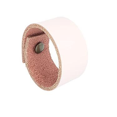 Imagem de Puxador Bols Parafuso - Couro Legítimo Rosa - Parafuso Ouro Velho