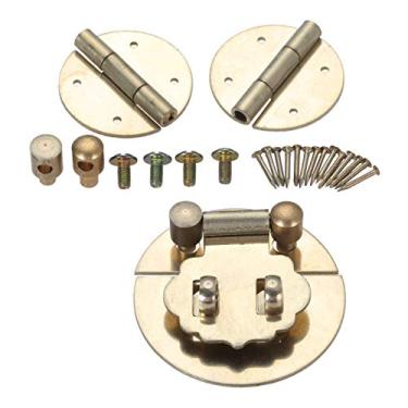 Imagem de 3 pçs/set 45mm mini europeu caixa de madeira vaso fivela hasp trava trava com dobradiças decorativas Conjunto de bloqueio de latão vintage YYDFPIIA