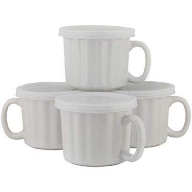Imagem de 10 Strawberry Street Caneca de sopa de 473 ml com tampa, 4 unidades (pacote com 1), branca