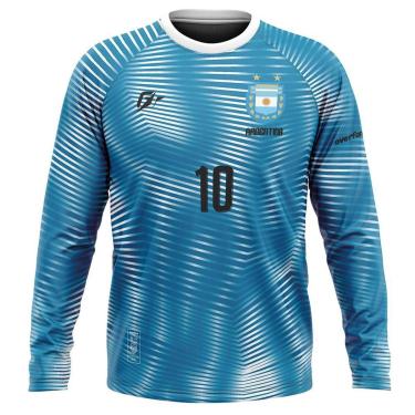 Imagem de Camiseta Manga Longa Filtro UV Argentina Azul Retrô-Masculino