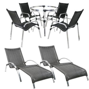 Imagem de Kit De Jogo de 4 Cadeiras e 2 Espreguiçadeiras Sem Mesa Trama 