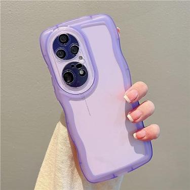 Imagem de Capa de telefone de silicone com moldura ondulada de cor doce para Huawei P50 P40 P30 Pro Mate 40 30 Honor 70 60 50 Nova 9 8 Capa macia transparente, roxo, para Nova 7 Pro