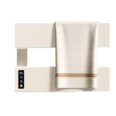 Imagem de Toalheiro Térmico Rack Controle de Temperatura Temporizador Trilho Aquecedor De Toalhas Elétrico Casa Banheiro Fibra de Carbono Secador Com Tela LED,White