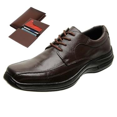 Imagem de Sapato Social Esporte Fino Ortopédico em Couro com Carteira Masculina Cor:Marrom;Tamanho:46;Gênero:Masculino