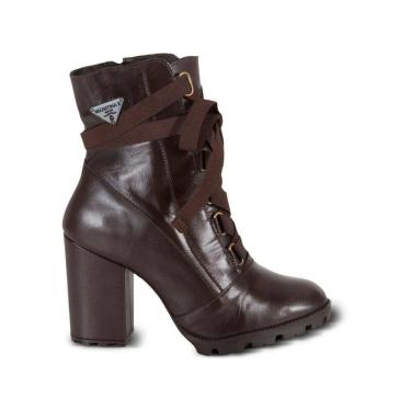 Imagem de Coturno Feminino Bota Tratorado Couro Cano Curto Casual