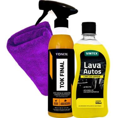 Imagem de Lava Autos Shampoo Automotivo Tok Final Cera de Carnaúba Pano de Microfibra