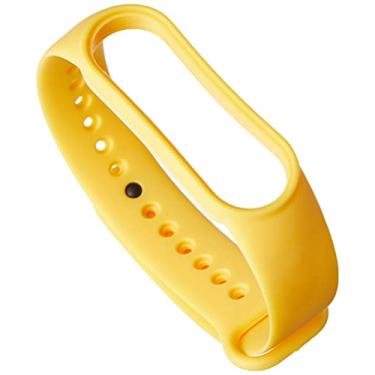 Imagem de Pulseira extra compatível com relógio Xiaomi MI Band 5,6 e 7 - Cores qualidade premium silicone flexível(amarelo)