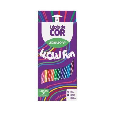 Imagem de Lápis de Cor Escolar Redondo 12 Cores Wow Fun Leo & Leo