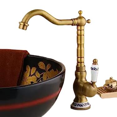 Imagem de Yesop Torneira Banheiro Bancada Monocomando Água Quente/fria Bica Alta Dourada