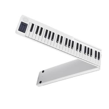 Imagem de teclado eletrônico para iniciantes Portátil 88 Teclas Dobrável Piano Digital Teclado De Piano Eletrônico Instrumento De Piano Teclado Sintetizador (Size : Silver)