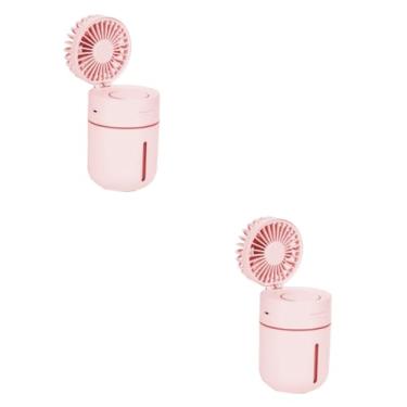 Imagem de 2 Unidades refrigerador de ar evaporativo umidificador de ar ventiladores de mão mini umidificador ventilador de mesa USB fã mini ventilador ventilador pequeno t9 rosa