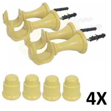Imagem de Kit 4 Suporte Para Varão Cortina Com Ponteira 28mm Marfim