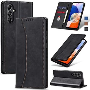 Imagem de Jasonyu Flip Carteira Capa para Samsung Galaxy A14 5G/4G,Capinha Folio Magnética de Couro com Suporte para Cartão,Suporte para Chute - Protetora Durável de TPU à Prova de Choque para Telefone,Preto