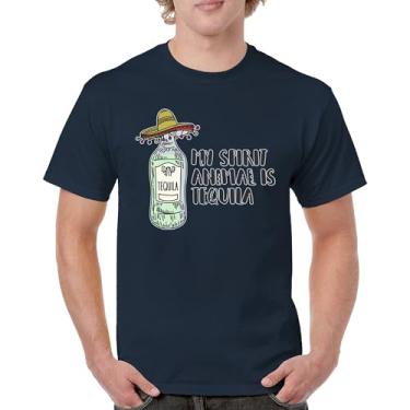 Imagem de Camiseta masculina My Spirit Animal is Tequila Cinco de Mayo Party Drinking, Azul-marinho, M