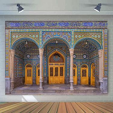 Imagem de EMTOBT Quadro de parede para decoração da mesquita do Islã, 2,8 x 1,8 m, arco, portão e janela, pilar, madeira, porta, fundo, para relíquias culturais árabes, local, arquitetura histórica, estúdio,