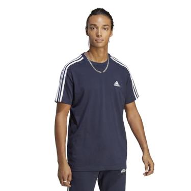 Imagem de Camiseta Adidas Masculina Casual Essentials Jsy 3 Stripes Legend Ink/white Ic9335 M