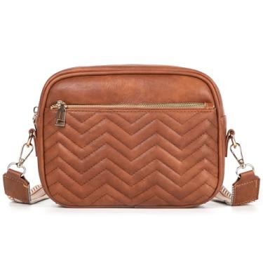 Imagem de VODIU Bolsas transversais femininas bolsas de mão bolsa de ombro de couro com alça de guitarra bolsa transversal para mulheres bolsa moderna, Marrom-1