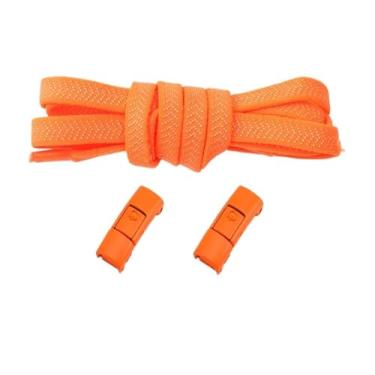 Imagem de No Tie Shoelaces Elastic Men And Women Casual Shoes Lazy Shoe Laces Colorful Press Metal Lock Flats Shoelace Accessories (Color : Orange)