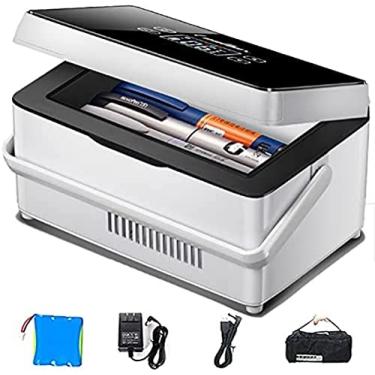 Imagem de Refrigerador de insulina, mini refrigerador inteligente portátil, mini refrigerador de insulina 0-18 °c, para carro/viagens/aeronaves, com bolsa de ombro, 1 bateria