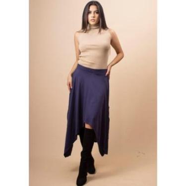 Imagem de Saia Longa Malha Nó Hippie Chic Azul Marinho - Único-Feminino