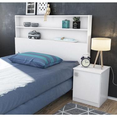Imagem de Cabeceira Solteiro Luka Branco Brilho - Lukaliam Móveis