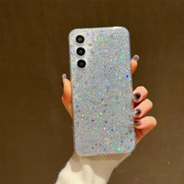 Imagem de Luxo glitter lantejoulas brilhante caso para samsung s24 s23 s22 s21 s20 plus ultra fe a55 a35 a15 a54 a34 a14 a73 a53 a33 capa macia, prata, para a35