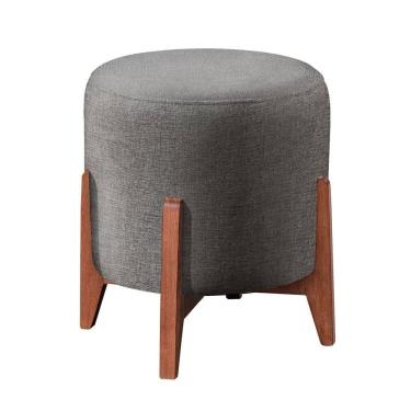 Imagem de Puff Banqueta Madeira Maciça Thor Luxo Cinza