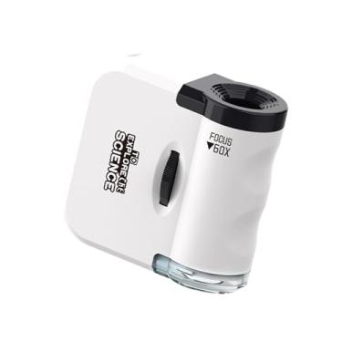 Imagem de menolana Mini microscópio de bolso, haste, brinquedo educacional iluminado por led, microscópio portátil para crianças, branco