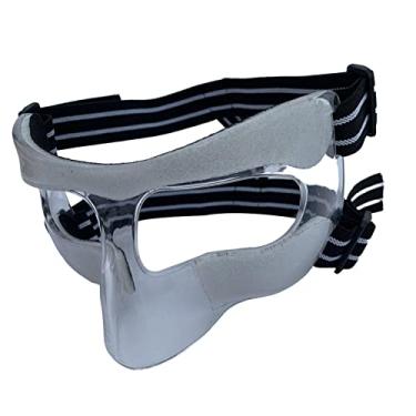 Imagem de Tachiuwa Máscara de esportes máscara facial protetora capa facial inquebrável para nariz quebrado rosto nariz protetor para homens mulheres, Preto branco, 15cmx9cm