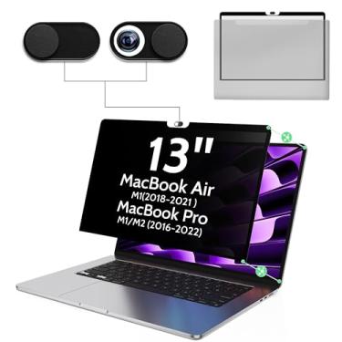Imagem de Tela de privacidade para MacBook Air 13 polegadas M1(2018-2021) e Mac Pro 13 polegadas M1/M2 (2016-2022), filtro antirreflexo de luz azul removível, protetor de monitor sem bolhas, película preta para