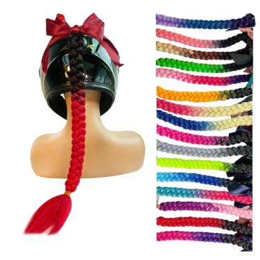 Imagem de HHongJM Capacete de cabelo rabo-de-cavalo tranças de rampa gradiente com ventosa para ABS, PC, fibra de vidro, motocicleta termoplástica G001 (capacete não incluído)