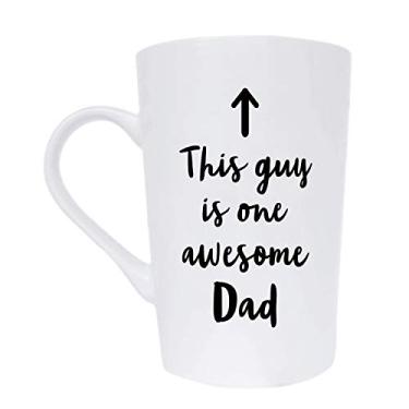 Imagem de MAUAG Caneca de café This Guy is One Awesome Dad , copo de citação engraçada para o dia dos pais ou dia dos namorados da filha, filho ou esposa, branco 340 g