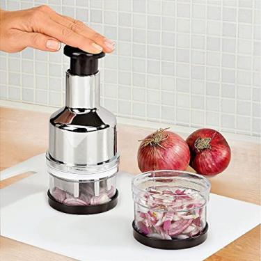 Imagem de Triturador Manual Para Cebola Alho Vegetais Aço Inox Prateado