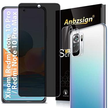 Imagem de Anbel Design Anbzsign [pacote com 2] protetor de lente de câmera e [2 unidades] protetor de tela de privacidade para Xiaomi Redmi Note 10 Pro/Note 10 Pro Max (2021) 17 cm, vidro temperado com dureza