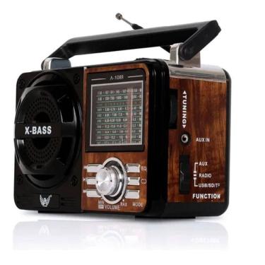 Imagem de Radio Retro Bluetooth Am Fm Usb Sd Recarregável Portátil Xbass