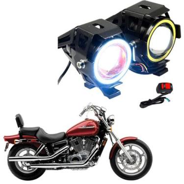 Imagem de Kit Led Farol Milha Moto Honda Shadow 1100 AC 2001 2002 Angel Eye U7 -