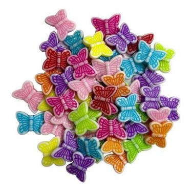 Imagem de 100 Entremeio Passante Borboleta Colorida P/ Fazer Pulseira - Adb