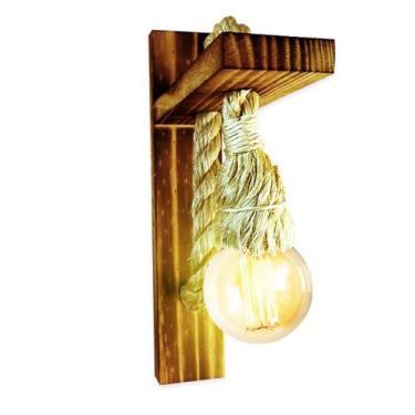 Imagem de Arandela Luminária Parede Madeira Retrô Rústica Vintage E27 - JJVERAS