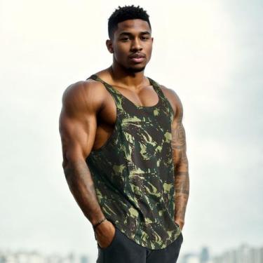 Imagem de Regata Cavada Masculina Militar Verde Bombey, G