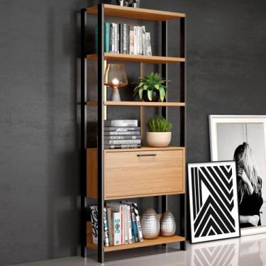 Imagem de Estante para Livros Home Office 100% Mdf 1 Porta Freijó/Preto - Panora